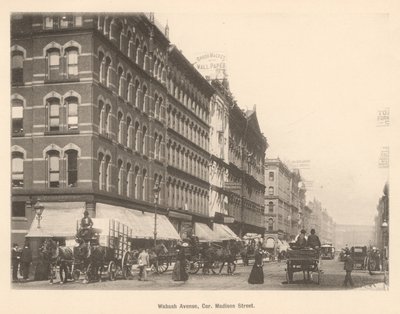 View of the corner of Wabash Ave. and Madison St., Chicago, 1889 by American Photographer